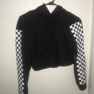 Checkered cropped hoodie